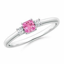 Authenticity Guarantee 
ANGARA Pink Sapphire and Diamond Three Stone Ring in ... - £566.42 GBP