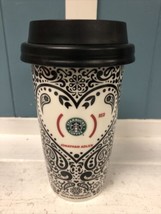 Starbucks Jonathan Adler Red 12 oz Ceramic Travel Mug w/Lid Limited Edition 2010 - £15.78 GBP