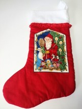 Vintage Old World Santa Christmas Stocking Fabric Lace Wheat Red Holiday  - £7.93 GBP