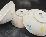 (3) 222 Fifth Butterfly Flight Cereal Bowls Set Flowers Botanical White ... - $46.40