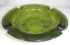 Vintage Soreno Avocado Green Round Ash Tray 8 3/4” Anchor Hocking Ripple... - $14.80