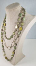 Vintage Bijoux Terner Gold Tone and Green 3 Tier Necklace - €19,45 EUR