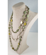 Vintage Bijoux Terner Gold Tone and Green 3 Tier Necklace - €19,29 EUR