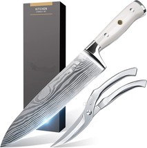 Ultra Sharp Chef Knife, 8 Inch Kitchen Knife with Poultry Shear, Professional - £15.45 GBP