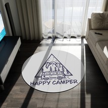Happy Camper Round Chenille Rug, Fun Forest Design, Durable Polyester, 60&quot;x60&quot;,  - £118.94 GBP