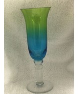 Vintage Vietri Blue&amp;Green Goblet 10” Tall Glasses Wine/Water Or Champagn... - £20.35 GBP