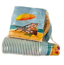 144 Piece Beach Theme Dinnerware Set, Pool Party Supplies (Serves 24) - £16.51 GBP