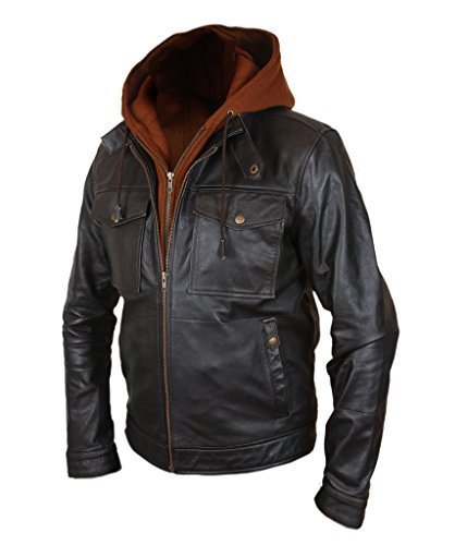 F&H Men’s Bucky Barnes Civil War Removable Hood Genuine Leather Jacket 2019