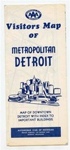 AAA Visitors Map of Metropolitan Detroit Michigan 1969 - £13.72 GBP