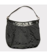 COACH | Vintage black signature canvas shoulder bag with patent trim and... - $78.34 CAD