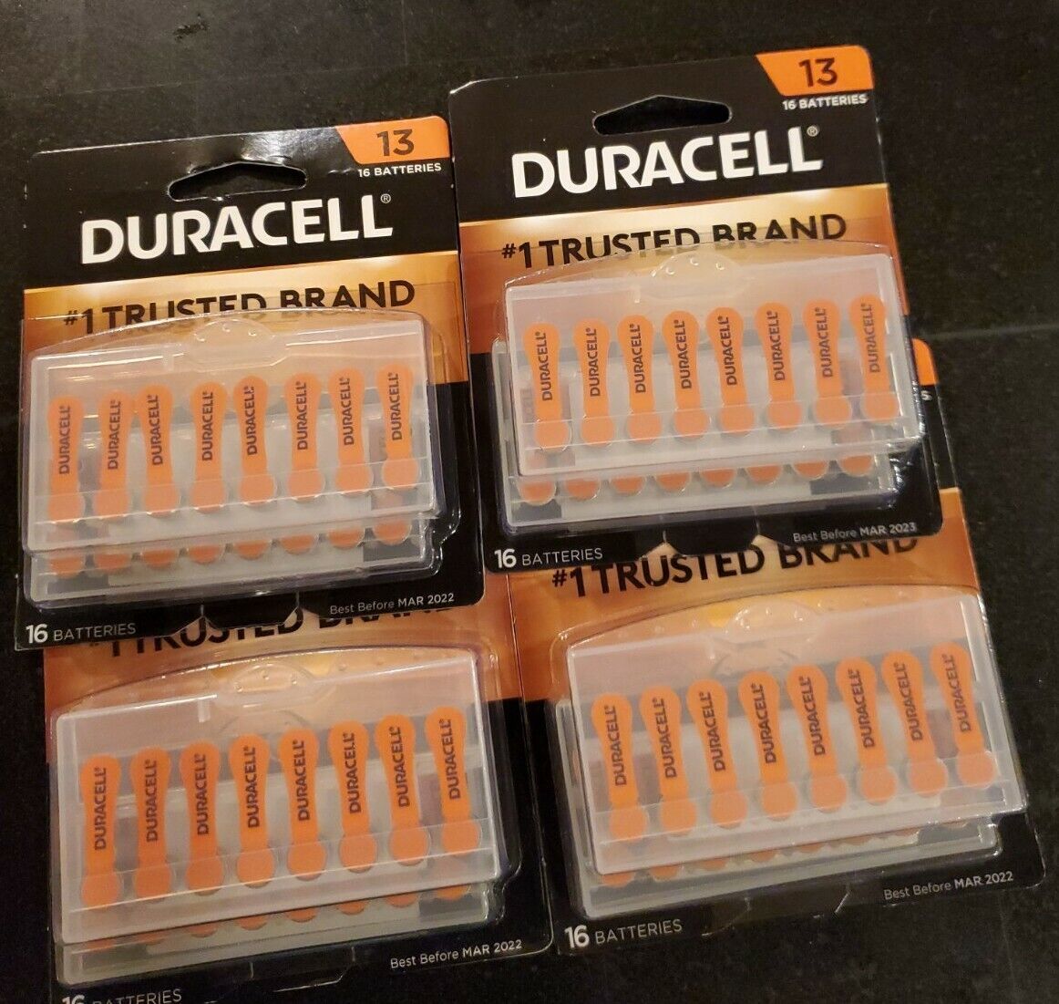 *4 packs* of 16 Count Duracell Hearing Aid Batteries- Size13 Exp 03/23 - $23.38