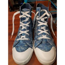 GIRLS SIZE 11 HIGH TOP SNEAKERS SHOES BY CITI STEPS BLUE AND WHITE LIGHT... - $11.86