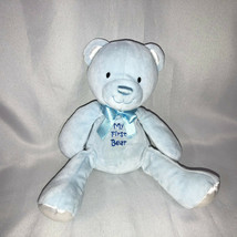 Prestige Stuffed Plush Blue My 1st First Teddy Bear Baby Boy Rattle Toy Satin - $148.49