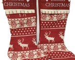 2 pack -Large Printed stockings - 20.5&quot; long - Embroidered Snowflakes &amp; ... - £7.80 GBP