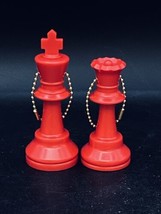 Staunton Style Chess Piece Key Chain Key Ring Red King &amp; Queen - $17.81