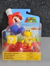RED KOOPA TROOPA Super Mario World Of Nintendo 4&quot; Figure w/ Question Block jakks - £7.83 GBP