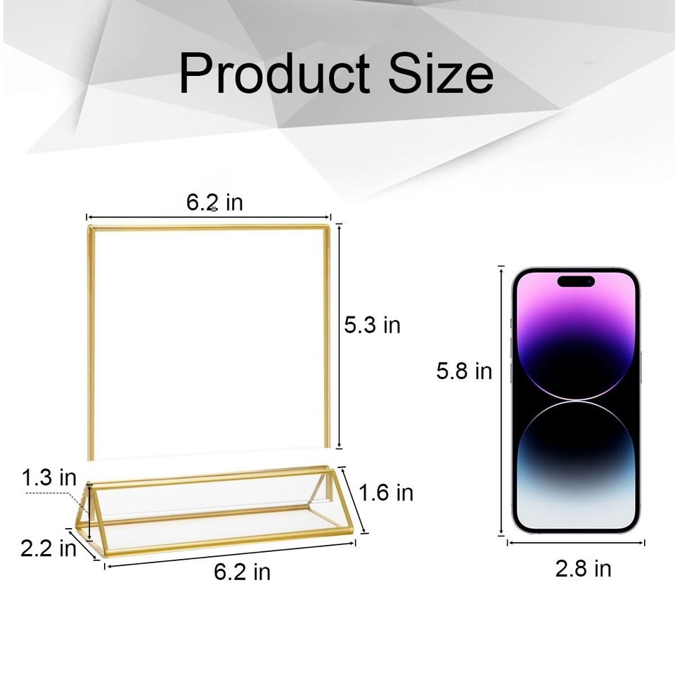 6-Pack Horizontal Acrylic Sign Holders with Gold Borders for Elegant Displays Item image 4