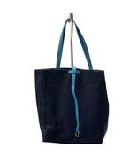 COLE HAAN Women&#39;s Black &amp; Blue Canvas Tote Bag With Leather Straps - $17.99