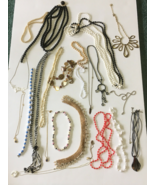Vintage costume jewelry necklace lot beaded chain shell collar necklaces  - $27.72