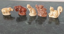 Vtg Lot 5 Wade Whimsies Ceramic Animal Figurines England Squirrel Buffal... - $11.77