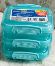 Snack Containers W Locking Lids 5.25oz Ea-Get 3pack-Turquoise SHIP24HR - £9.22 GBP