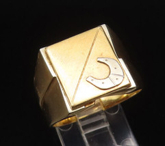 18K GOLD - Vintage Two Tone Good Luck Horseshoe Signet Ring Sz 10 - GR601 - £1,286.11 GBP