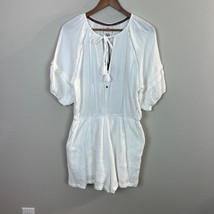 Knox Rose Romper Large White Gauze 3/4 Balloon Sleeve Pockets Shorts Tas... - £15.97 GBP