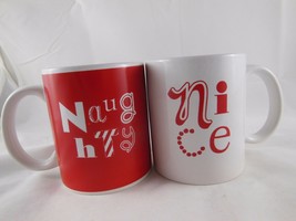 Set of two mugs for Christmas Naughty &amp; Nice Red &amp; White Design Studio - £6.67 GBP