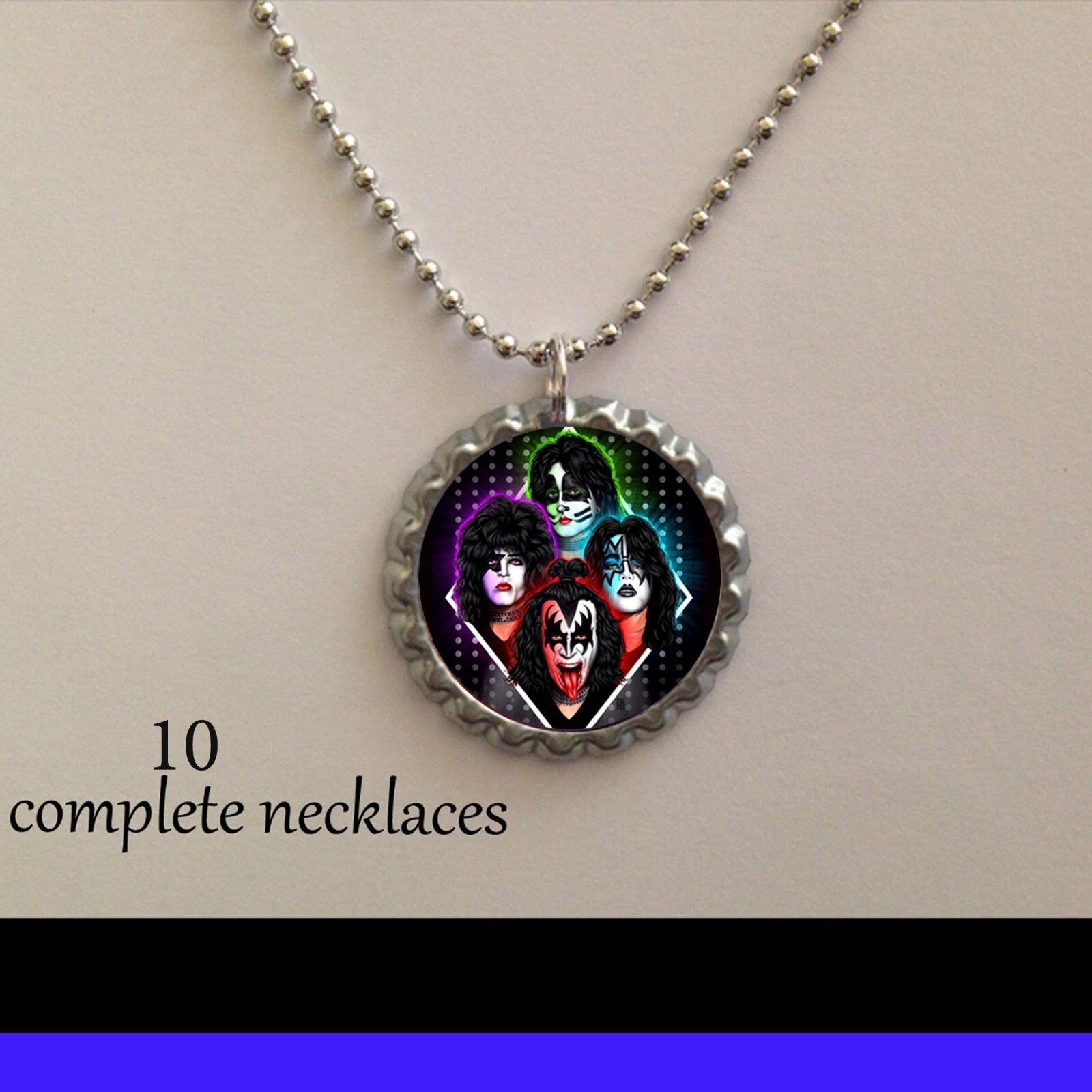 kiss band music lot 10 necklaces necklace party favors  bag birthday gifts - $16.55