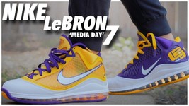 Authenticity Guarantee 
VNDS Size 9 Nike LeBron 7 Media Day Purple Yellow Lak... - £141.87 GBP