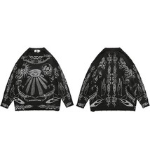 2022 Hip Hop  Sweater Streetwear Rose Eye  Print  Pullover Men Harajuku Cotton C - £128.50 GBP