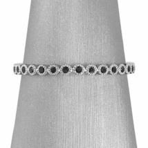 1Ct Round Cut Black Simulated Diamond Ring Eternity Band 14K White Gold Plated - £58.32 GBP