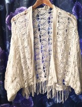 Pretty Roxy Boho Crochet Bat Sleeves Cardigan Size XS/S Nice - £11.99 GBP