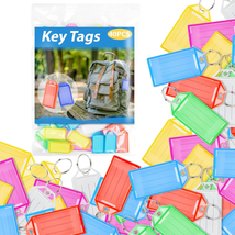 40 Pcs Plastic Key Tags,10 Colours of Tough Key Tag,Identifiers with Blank Paper - $17.02