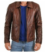 Mens Leather Jacket Biker Slim Fit Men Motorcycle Real Lambskin Coat - £143.54 GBP