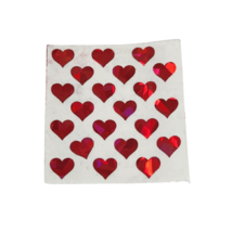 1 Mini Sheet Of 21 Vintage Sandylion Red Shiny Prisim Sparkle Heart Stickers - $14.25