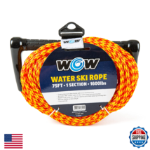 WOW Sports Water Ski Rope 75ft UV Treated Floating Handle Wakeboard Wake... - $35.73