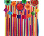 Mexican Fiesta Party Backdrop Decoration With Paper Fans, Mexican Fiesta... - $26.59
