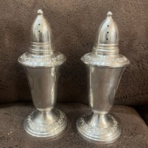 Vintage CROWN Sterling Weighted Salt &amp; Pepper Shakers, Glass Lined - £36.14 GBP