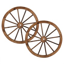 2 Pack 30&quot; Wooden Decorative Vintage Wood Garden Wagon Wheel Wall Decor Us - £79.54 GBP