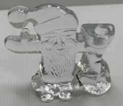 KOSTA BODA Sweden Bertil Vallien Santa Claus Glass Candle Holder 4.5&quot; - $14.01