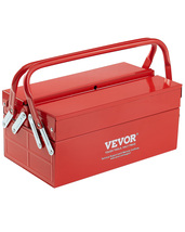 VEVOR 14" 2-Tier 3-Tray Folding Tool Chest Lock Hole Powder Steel Red - $33.90