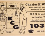 Vintage CB Ham radio Card KCG 1030 Arlington  Virginia - £3.93 GBP