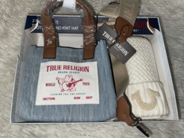 True Religion Knit hat and Mini tote crossbody BAG 2 piece Gift Set NEW IN BOX - £72.96 GBP