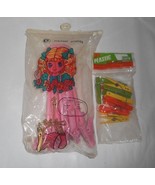 VINTAGE PINK PLASTIC CLOTHING CIRCULAR FOLDING HANGER W/ CLOTHESPINS CLO... - £53.08 GBP