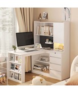 Modern L-Shaped Desk with Charger, LED &amp; Storage - Office/Gaming - $6,515.17 MXN