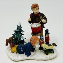 Vintage Xmas Holiday Figurine Village Boy Playing w/ Toys and Drummer Boy - £9.98 GBP