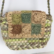 Cappelli Straworld Teal Tan Green Crocheted Straw Raffia Purse Handbag F... - $29.99