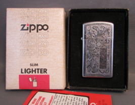 Rare Slim Zippo Lighter Ventian no.1652 &amp; Original Box 1977 - £67.35 GBP
