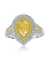 GIA 2.08 CT Pear Natural Light Greenish Yellow Diamond Engagement Ring 1... - $144,160.58 MXN